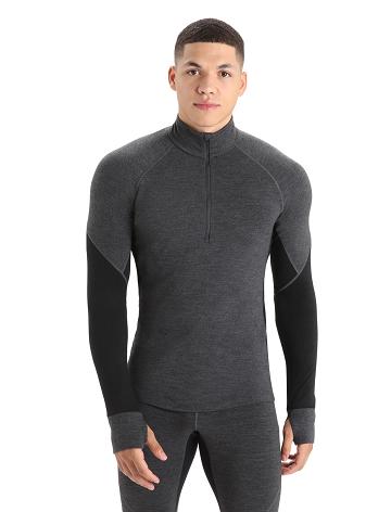 Jet Heather / Black Men's Icebreaker BodyfitZone™ Merino 260 Zone Long Sleeve Half Zip Thermal Top Base Layers | USA 1349LISH